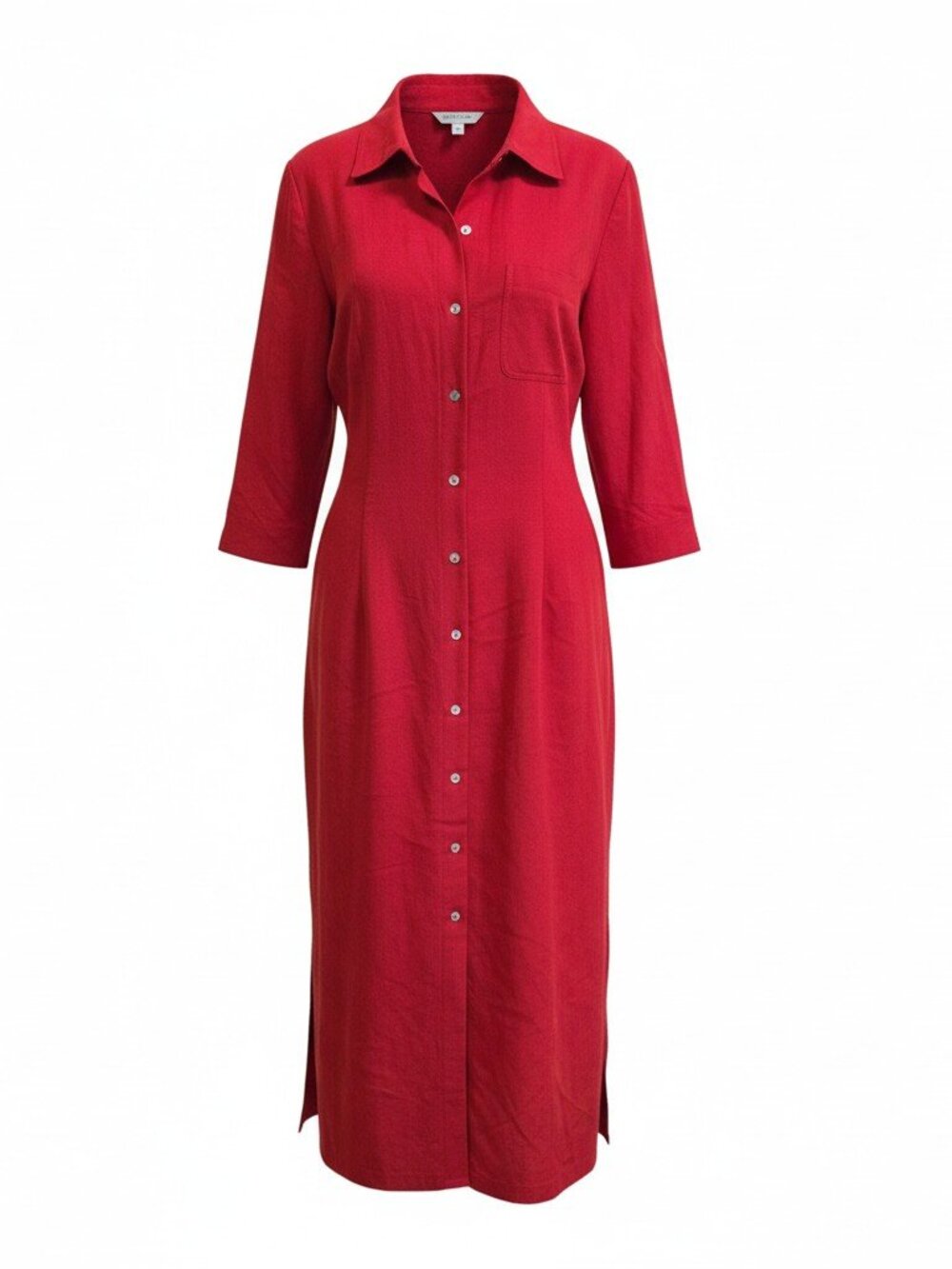 Talbots Vintage Red Maxi Shirt Button Front Dress With Shoulder Pads Size 14